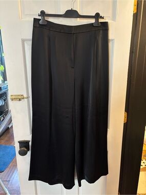 Michael Kors Black SilkWide-Leg Pants - Elegant Everyday Trousers